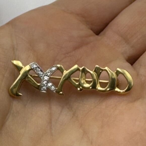 Tiffany & Co. Jewelry - Tiffany Co 1983 Paloma Picasso Platinum 18K Yellow Gold Diamond XO Brooch 4.38gr